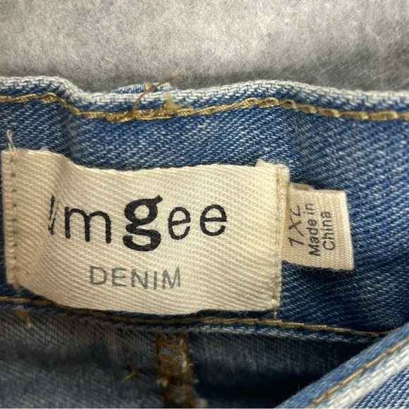 Umgee Denim Streetwear Grunge Pink Light Wash Distressed Mini Skirt - Picture 5 of 5